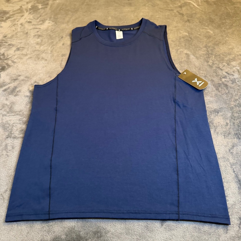 Xersion Navy Recycled Polyester Quick Dry Muscle Tank Top Mens Medium NWT